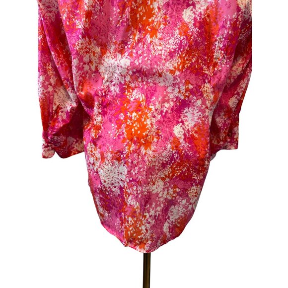 2/$30 Coldwater Creek XL 16 Floral Button-Up Blouse Pink & Orange - Picture 14 of 15
